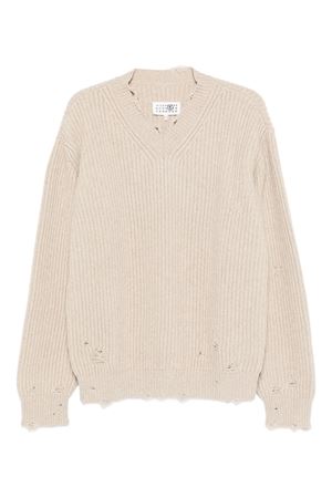 Maglione in lana beige MM6 MAISON MARGIELA | SH0HN0003M13138806M